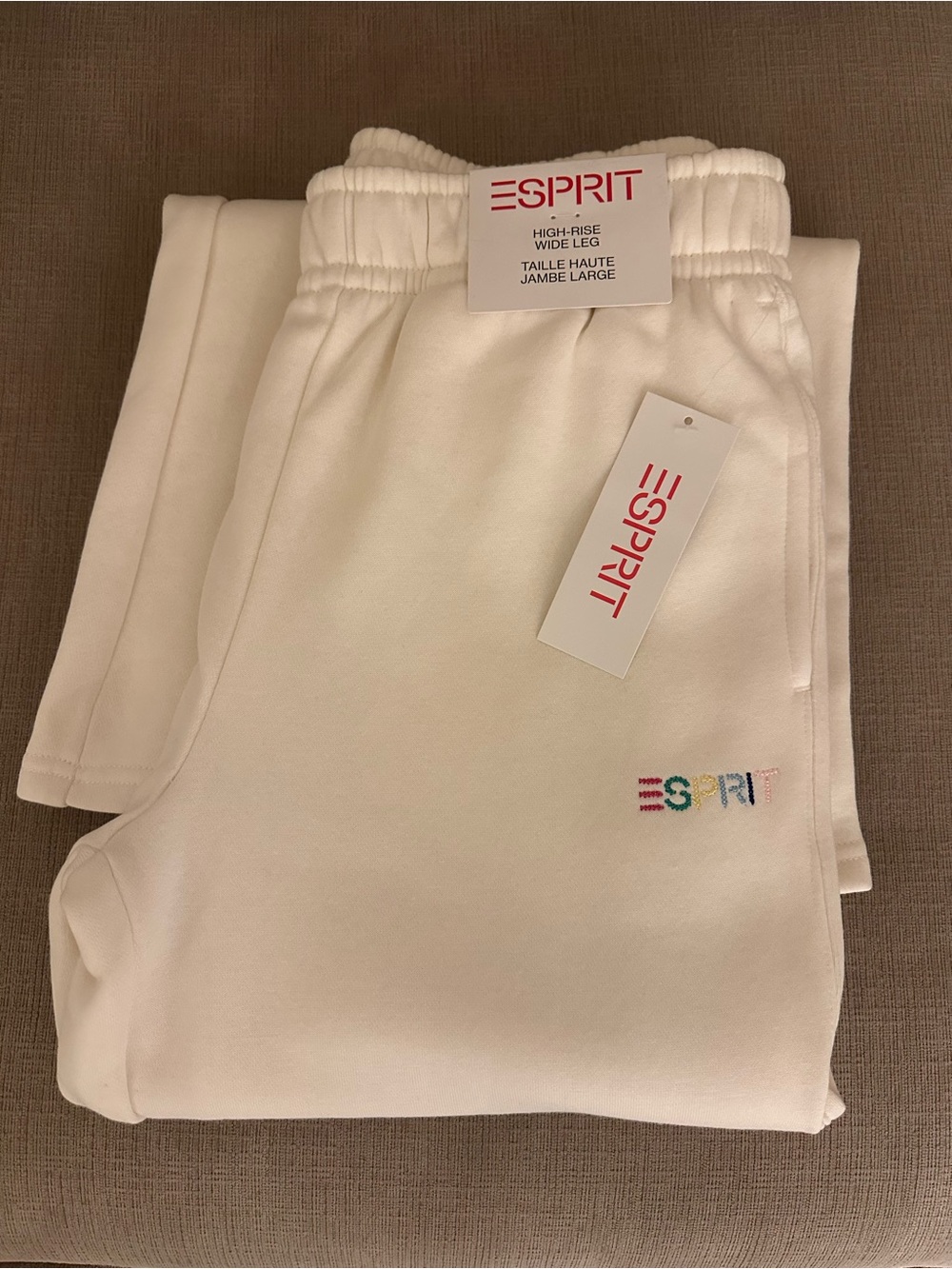 ESPRIT LOGO FLEECE SWEATPANTS OFF WHITE SZ S
